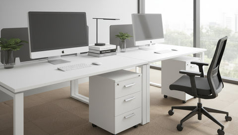 2 Person Office Workstation Desk with Drawers Dubai UAE | 120x120cm White Workstation