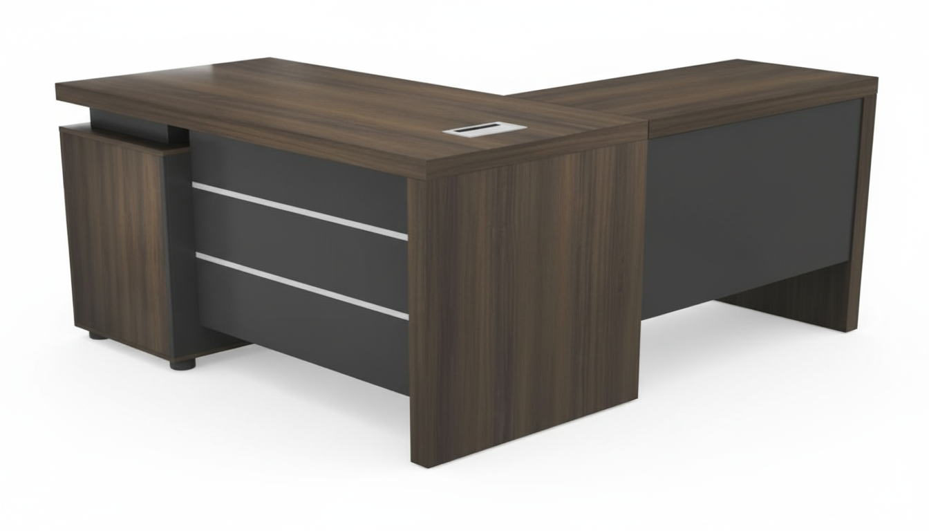 INFINI HOMES Executive Table UAE - Model KENO-140L Walnut Grey 140x70cm +80x40cm Extension Dubai Abu Dhabi Sharjah