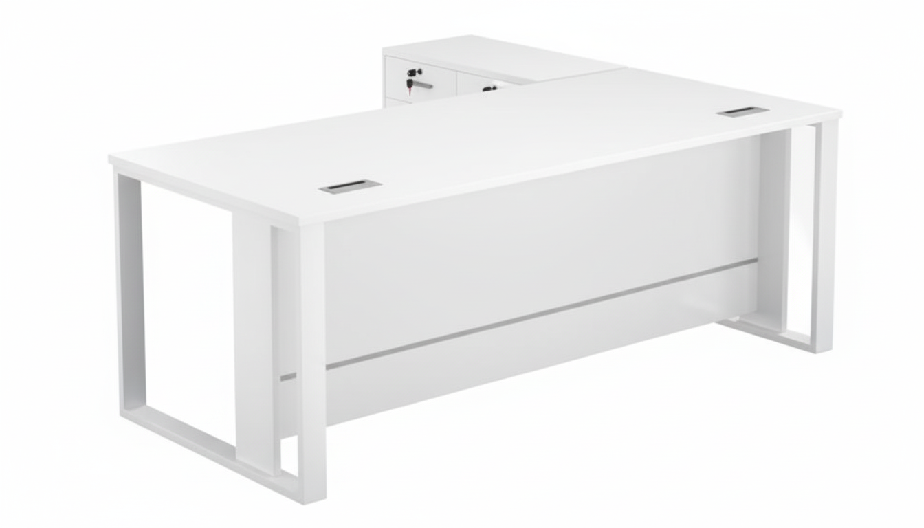 Office Desk with Side Table 160x80cm - Modern Workspace Furniture Dubai UAE