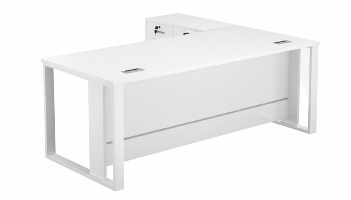 Office Desk with Side Table 140x70cm - Modern Workspace Furniture UAE