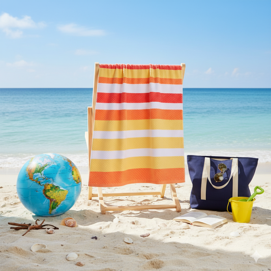 منشفة شاطئ برتقالية دبي الإمارات | Orange Beach Towel UAE Dubai | Vibrant Petunia Jacquard 86x162cm 390GSM Sunset Colors | منشفة جاكار زاهية ألوان الغروب