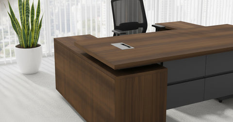 L Shaped Office Desk 180cm with Mobile Drawer - Executive Office Table UAE