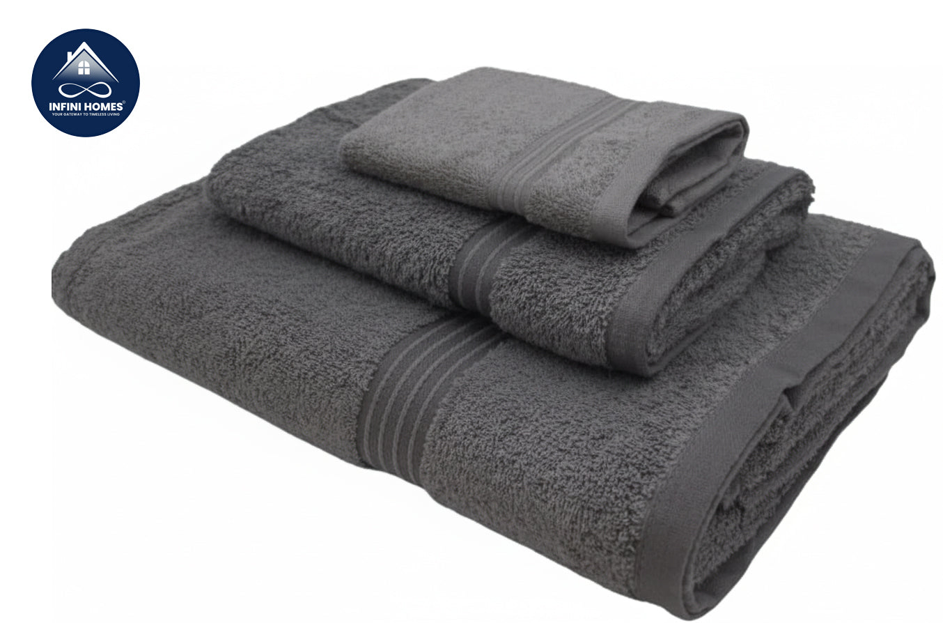 INFINI HOMES Charcoal Luxury Towel Set - Premium 100% Cotton Bath Towels UAE