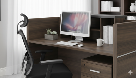 INFINI HOMES Reception Table UAE - Model RCP-140-BG 140x60x105cm Pedestal Drawer Dubai Abu Dhabi Sharjah