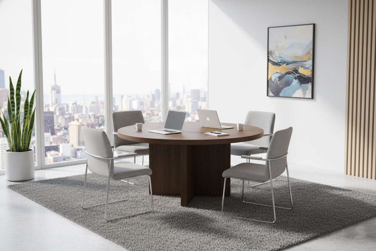 Round Dining Table 120cm Walnut Grey - Modern Kitchen Table UAE | INFINI HOMES