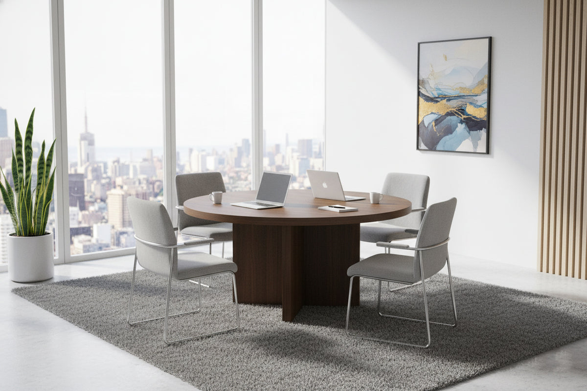 Round Dining Table 120cm Walnut Grey - Modern Kitchen Table UAE | INFINI HOMES