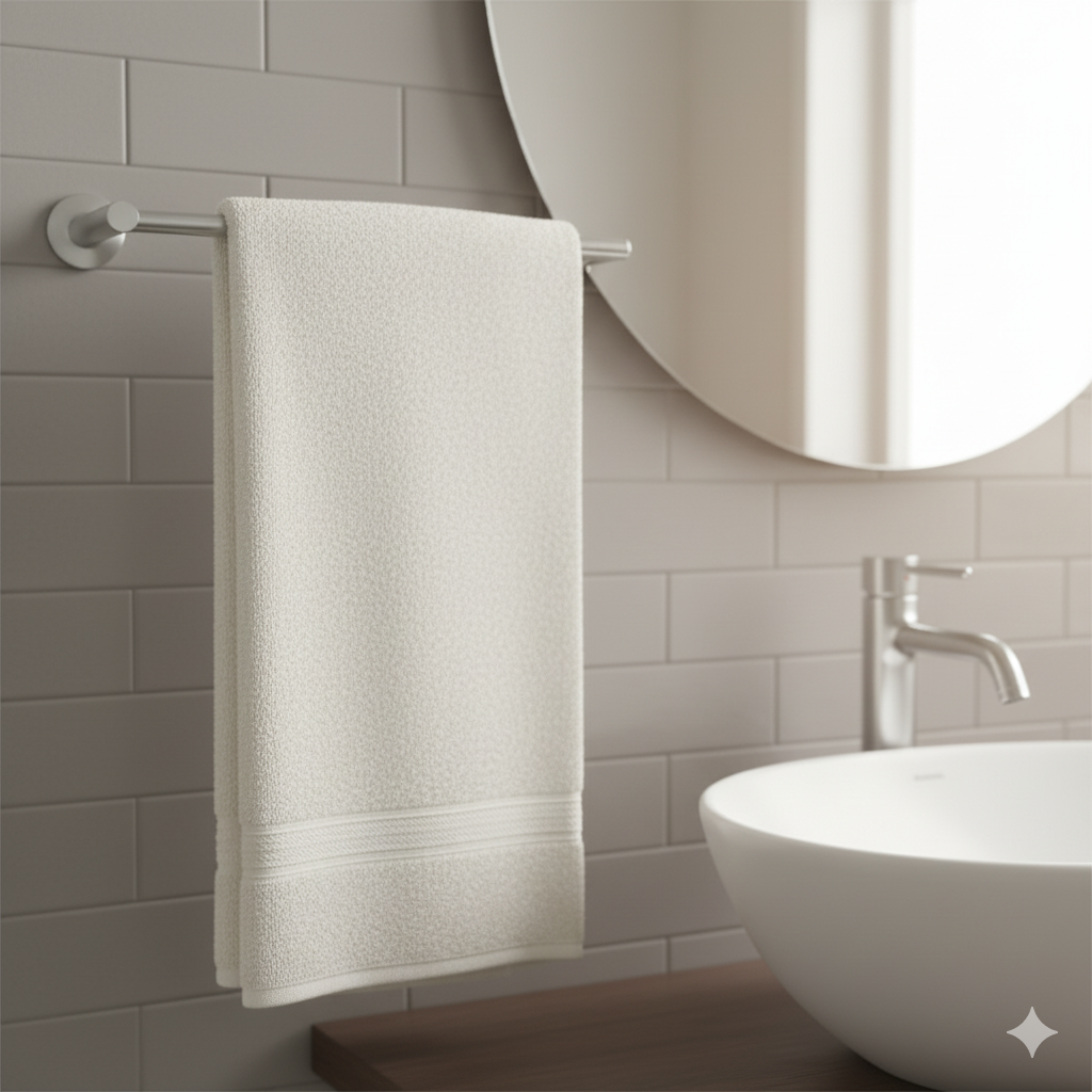 منشفة يد قطنية بيضاء فاخرة 600 جرام إيريس الإمارات دبي أبوظبي | Luxury White Cotton Hand Towel 600 GSM Iris UAE Dubai Abu Dhabi