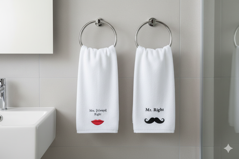 طقم مناشف حمام فاخر السيد والسيدة الإمارات - قطن عالي الجودة دبي | Mr. Mrs. Luxury Bathroom Towel Set UAE - High Quality Cotton Dubai Home Decor