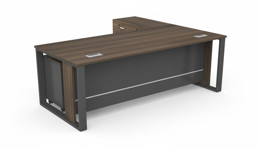 Office Desk with Side Table 160x80cm - Modern Executive Workstation Dubai UAE | INFINI HOMES