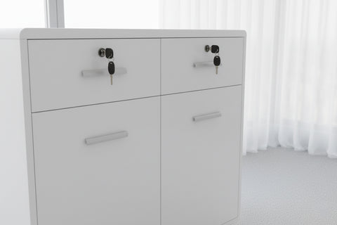 White Credenza Side Table with Storage | 2 Drawer 2 Door | 80x40x75cm | UAE