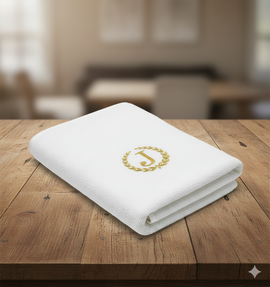 مناشف قطنية فاخرة مطرزة بالذهب الإمارات - حرف J | Premium Golden Embroidered Cotton Towels UAE Letter J Monogram Dubai