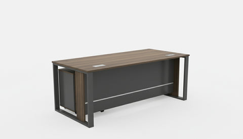 Office Desk 160x80cm with Metal Legs & Pedestal Drawer - Walnut Grey | Dubai UAE