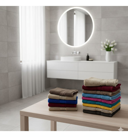 مناشف وجه قطن مصري زرقاء فاخرة - مجموعة فندقية 500 جرام الإمارات دبي | Premium Egyptian Cotton Blue Face Towels - Hotel Collection 500 GSM UAE Dubai