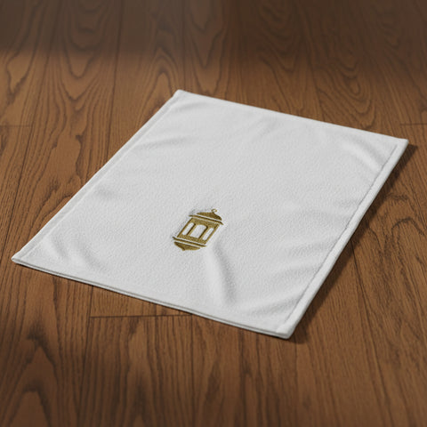 Premium iris embroidered face towel with heritage gold thread design - luxury cotton bathroom textile UAE Dubai Abu Dhabi