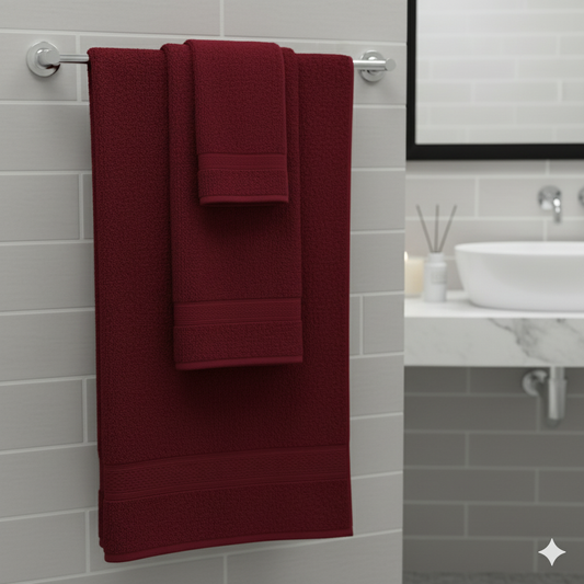 Luxury Cotton Face Towel Set 24 Pack Burgundy Daffodil Dubai UAE Premium Quality | مجموعة مناشف وجه قطنية فاخرة 24 قطعة لون برغندي ونرجسي دبي الإمارات جودة ممتازة
