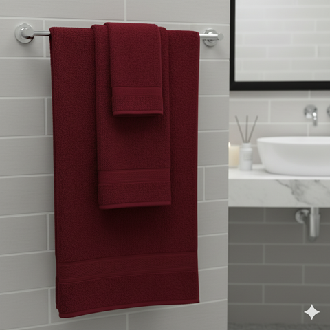 Luxury Cotton Face Towel Set 24 Pack Burgundy Daffodil Dubai UAE Premium Quality | مجموعة مناشف وجه قطنية فاخرة 24 قطعة لون برغندي ونرجسي دبي الإمارات جودة ممتازة
