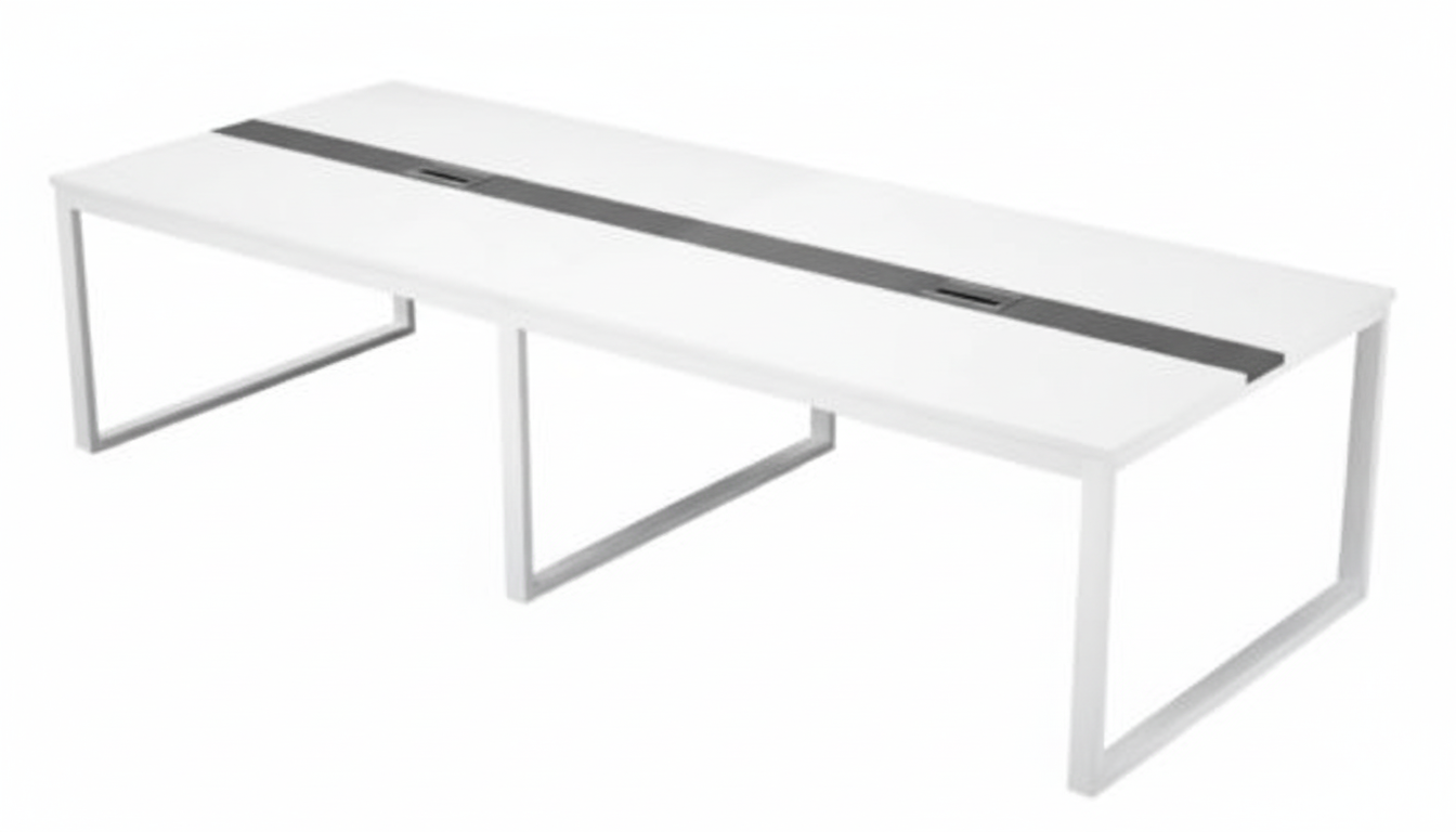 INFINI HOMES Meeting Table UAE - Model AF-MT-30 White Grey 120x300cm Metal Leg Dubai Abu Dhabi Sharjah
