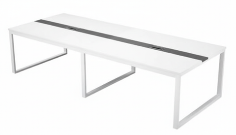 INFINI HOMES Meeting Table UAE - Model AF-MT-30 White Grey 120x300cm Metal Leg Dubai Abu Dhabi Sharjah