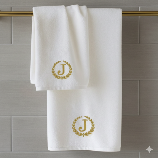 منشفة حمام قطنية فاخرة مخصصة دبي الإمارات 600 جرام | Custom Luxury Cotton Bath Towel Dubai UAE 600 GSM Premium Monogrammed Linen

