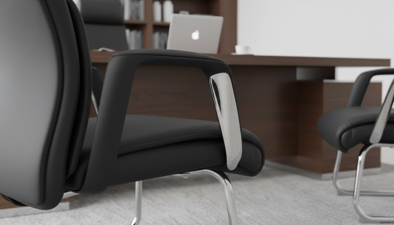 INFINI HOMES Model Bryan VC UAE - Visitors Executive PU Chair Black Grey Dubai Abu Dhabi Sharjah