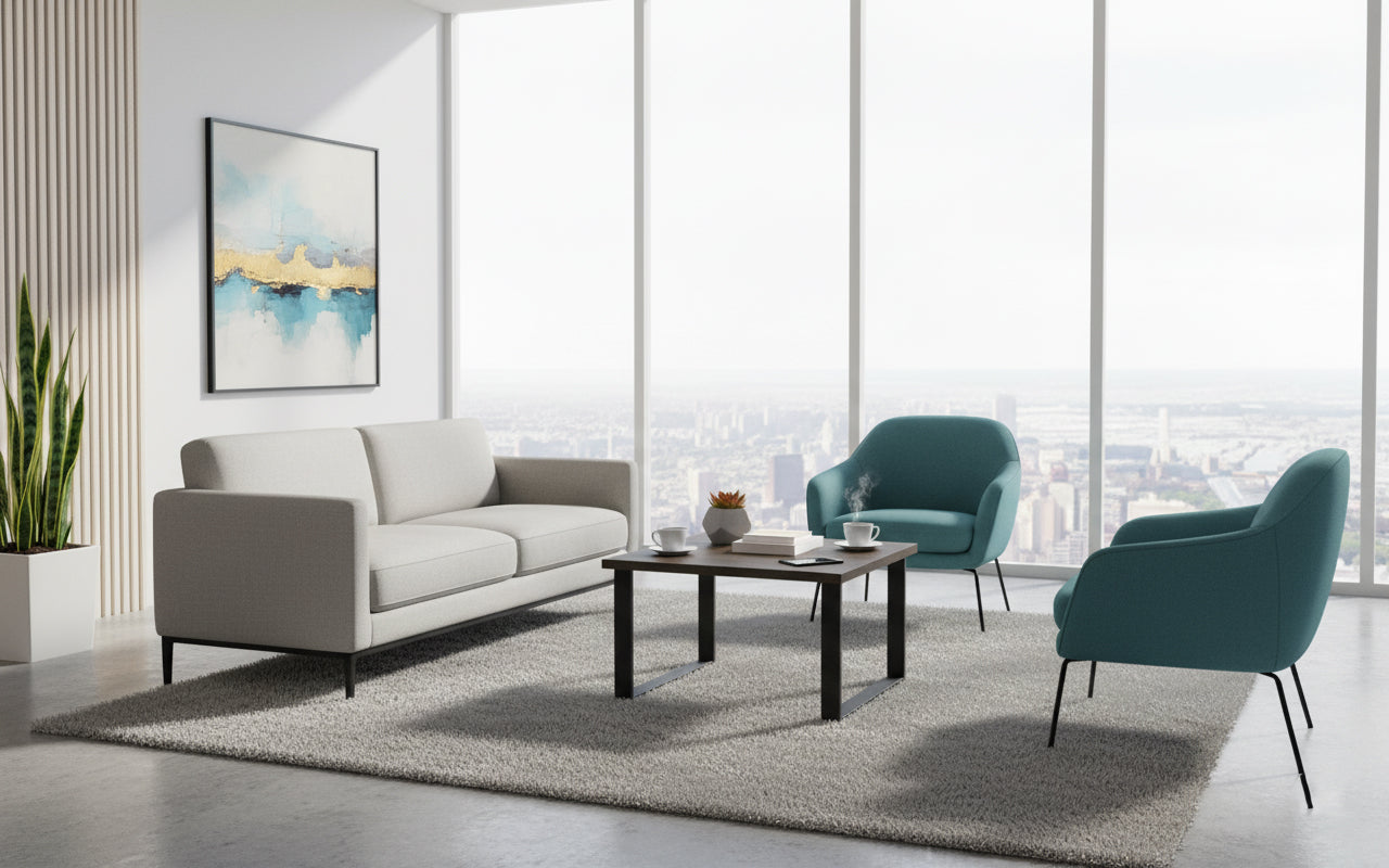 Coffee Table 60x60cm Walnut - Modern Metal Leg Design | Dubai UAE