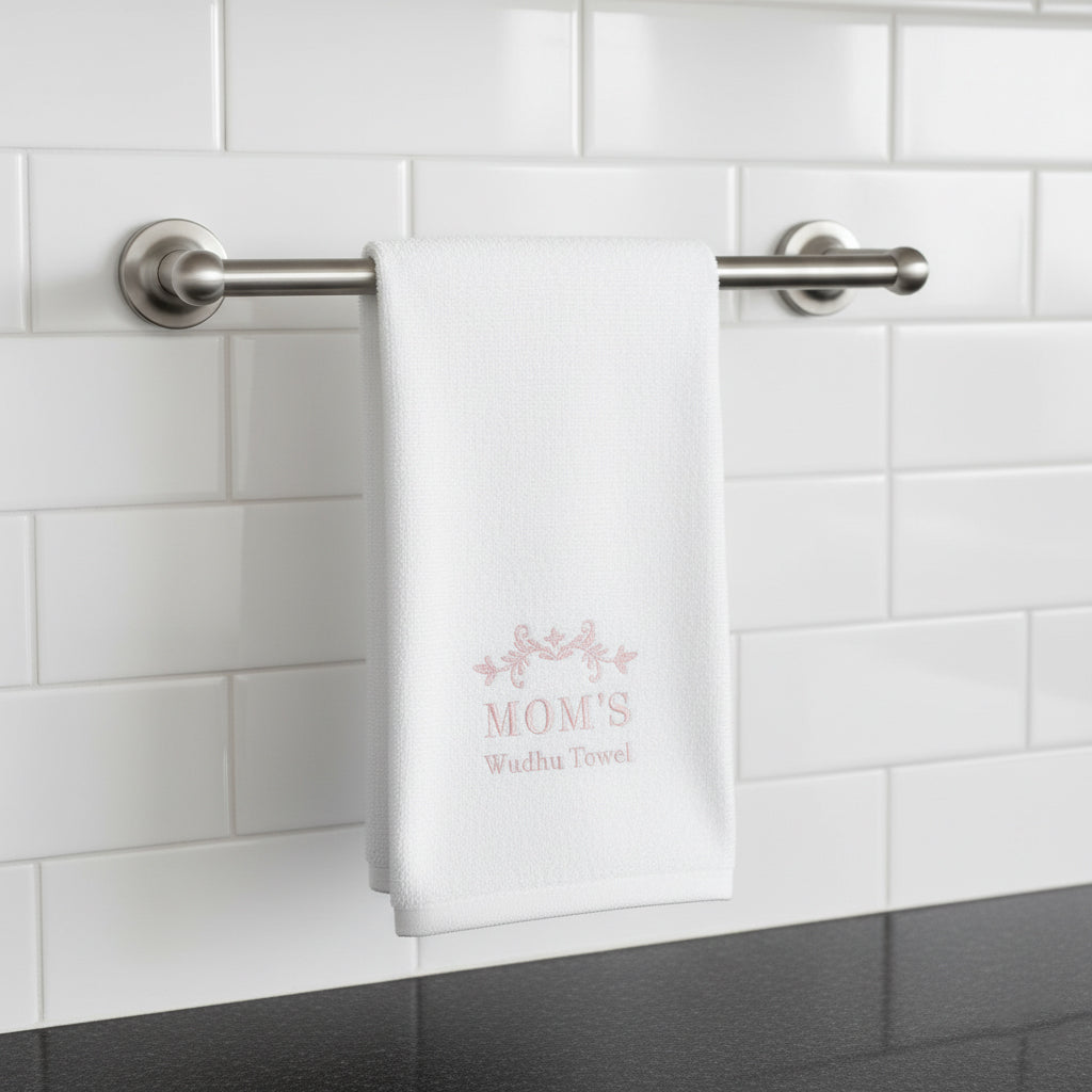 Premium Wudhu Towel UAE - Embroidered Ramadan Theme 600 GSM Cotton Dubai