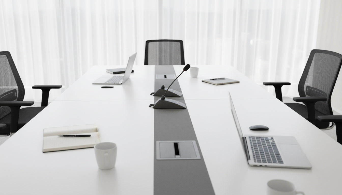 INFINI HOMES Meeting Table UAE - Model AF-MT-30 White Grey 120x300cm Metal Leg Dubai Abu Dhabi Sharjah