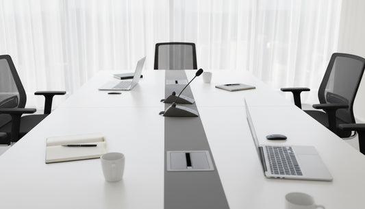 INFINI HOMES Meeting Table UAE - Model AF-MT-30 White Grey 120x300cm Metal Leg Dubai Abu Dhabi Sharjah