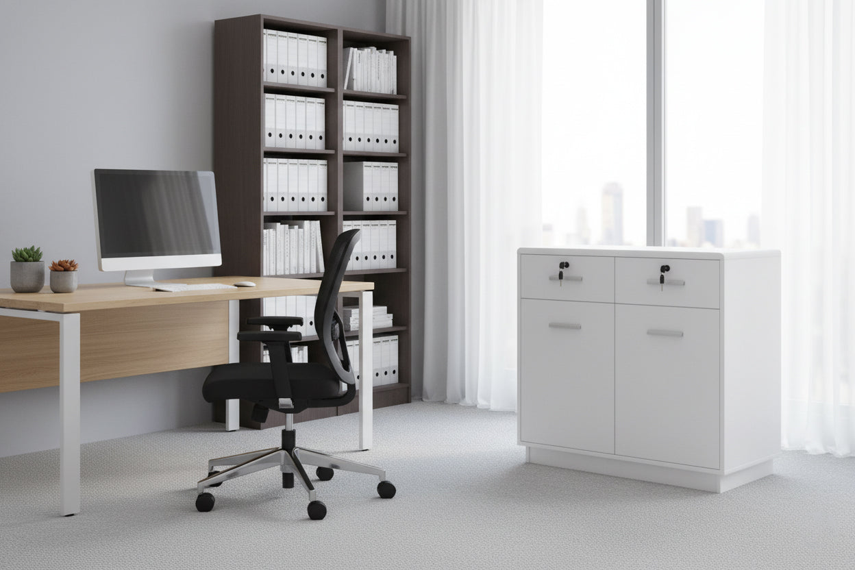 White Credenza Side Table with Storage | 2 Drawer 2 Door | 80x40x75cm | UAE