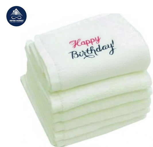 مجموعة مناشف وجه عيد ميلاد سعيد فاخرة دبي الإمارات - قطن 600 جي إس إم هدية شخصية | Premium Happy Birthday Face Towel Set UAE Dubai - 600 GSM Cotton Personalized Gift
