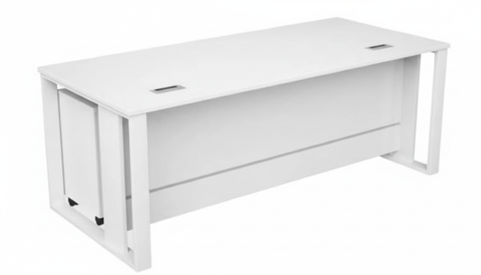 Office Desk 200x90cm with Metal Legs & Drawer - White Executive Table Dubai UAE