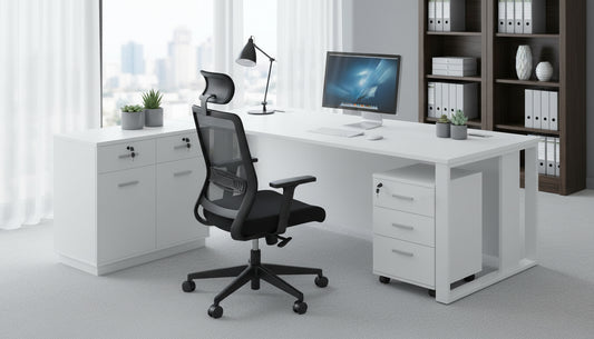 Office Desk with Side Table & Pedestal Drawer 180cm - Dubai UAE | Executive Workstation