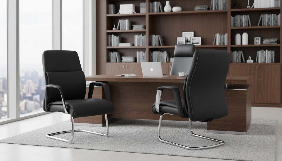 INFINI HOMES Model Bryan VC UAE - Visitors Executive PU Chair Black Grey Dubai Abu Dhabi Sharjah