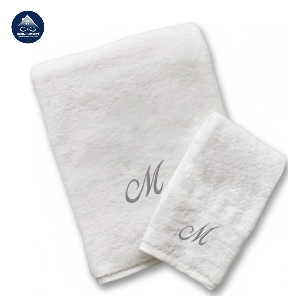 INFINI HOMES Luxury Monogrammed Towel Set - Premium 600 GSM Cotton Bath & Hand Towels UAE