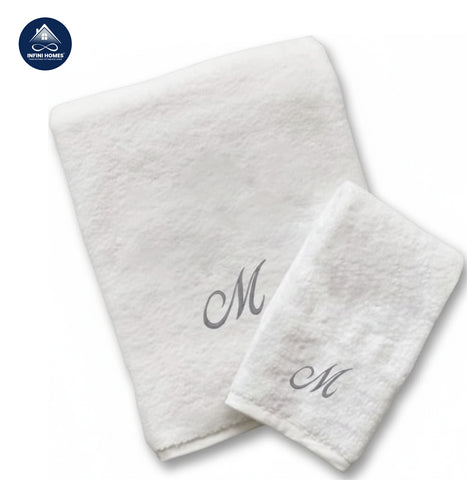 INFINI HOMES Luxury Monogrammed Towel Set - Premium 600 GSM Cotton Bath & Hand Towels UAE