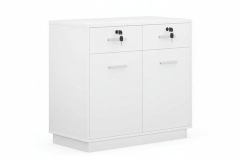 White Credenza Side Table with Storage | 2 Drawer 2 Door | 80x40x75cm | UAE