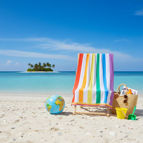 Rainbow Beach Towel UAE Dubai | Colorful Petunia Jacquard 86x162cm 390GSM | Pride & Joy