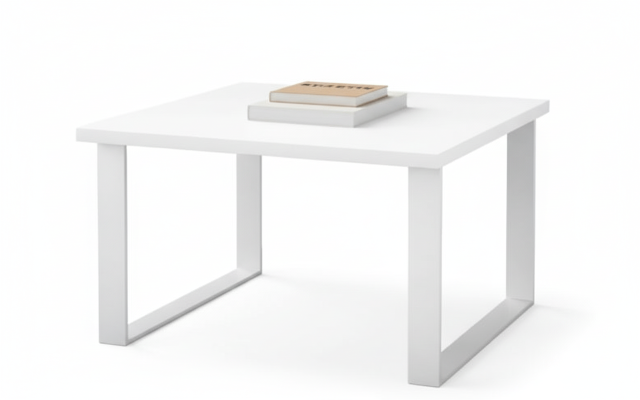 INFINI HOMES Coffee Table UAE - Model CT-MT-60-WT White 60x60cm Metal Legs Dubai Abu Dhabi Sharjah