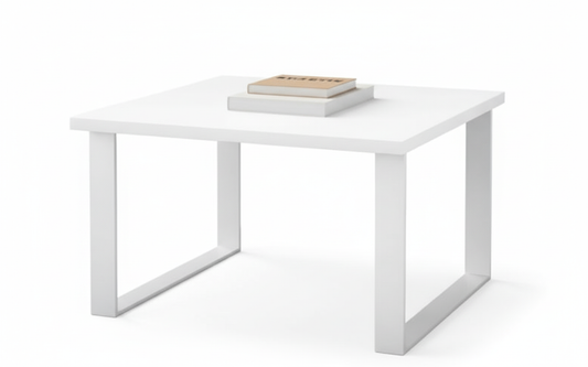 INFINI HOMES Coffee Table UAE - Model CT-MT-60-WT White 60x60cm Metal Legs Dubai Abu Dhabi Sharjah