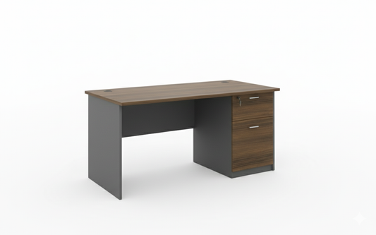 INFINI HOMES Office Table UAE - Model ECO-D028-140 Walnut Grey 140x70cm 2 Drawers Dubai Abu Dhabi Sharjah