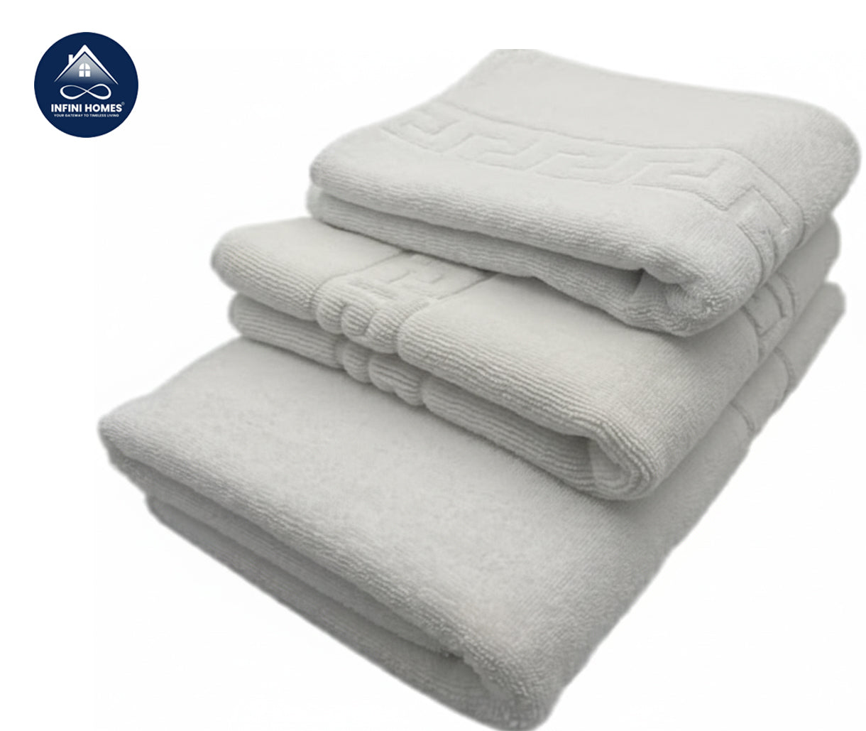 INFINI HOMES Magnolia White Luxury Bath Towel Set - Premium 600 GSM Cotton Hotel Quality