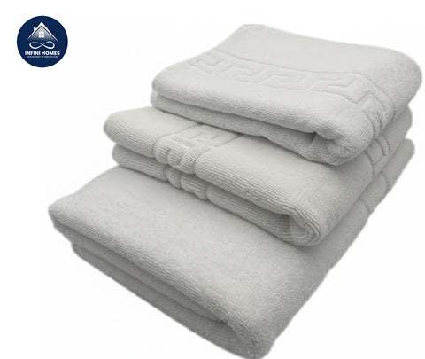 INFINI HOMES Magnolia White Luxury Bath Towel Set - Premium 600 GSM Cotton Hotel Quality