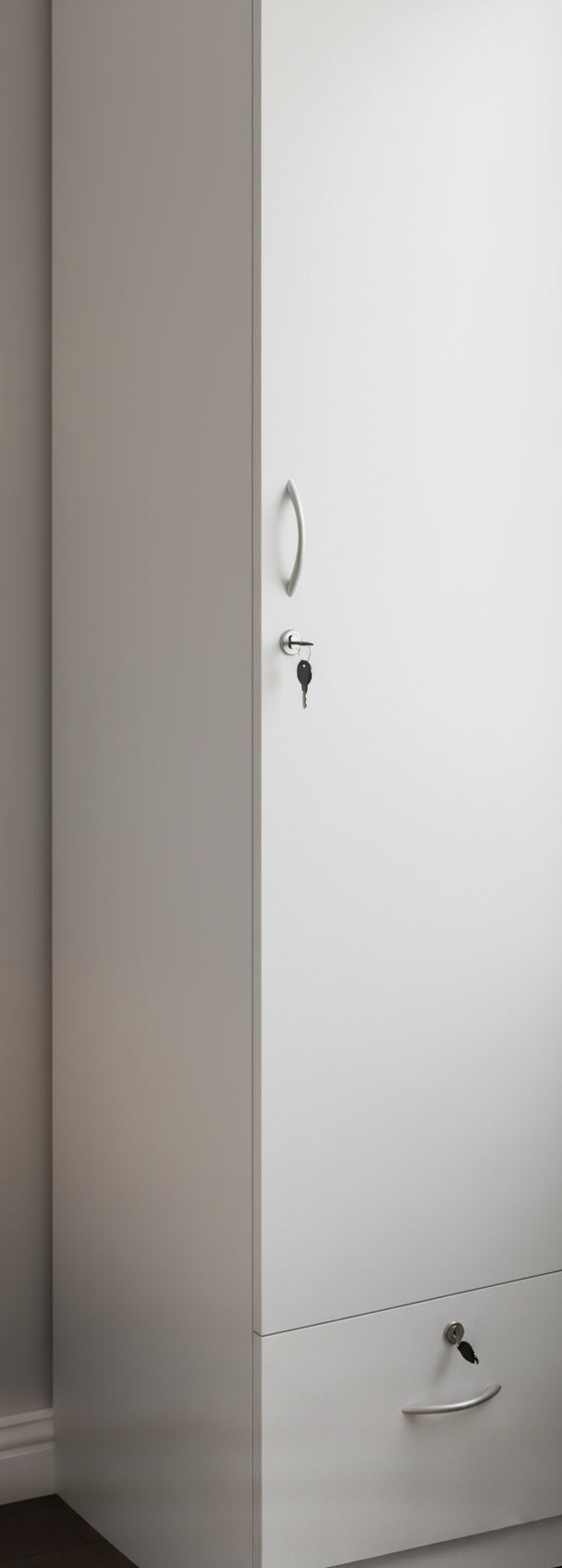 INFINI HOMES Single Door Wooden Wardrobe UAE - White Engineered Wood 1 Drawer Modern Dubai Abu Dhabi Sharjah