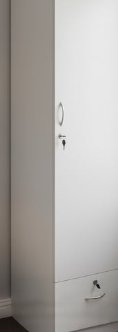 INFINI HOMES Single Door Wooden Wardrobe UAE - White Engineered Wood 1 Drawer Modern Dubai Abu Dhabi Sharjah