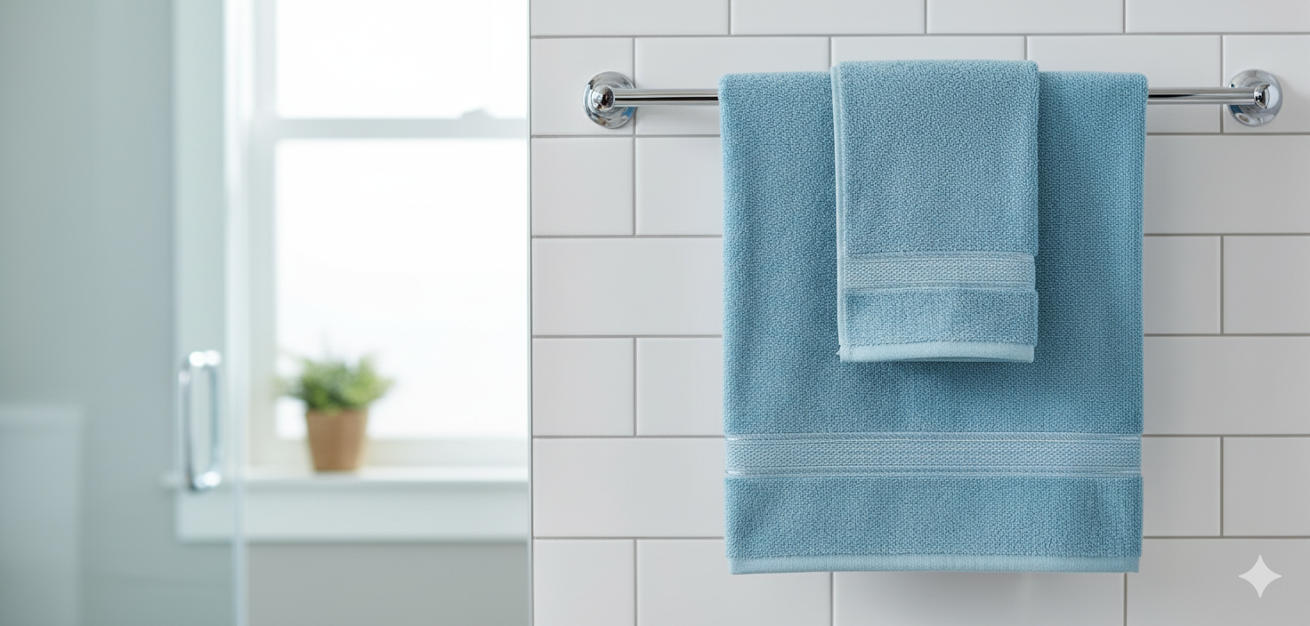 High Quality 500 GSM Cotton Bath Towel Set Light Blue Dubai UAE Premium | طقم مناشف حمام قطن عالي الجودة 500 جرام أزرق فاتح دبي الإمارات فاخر