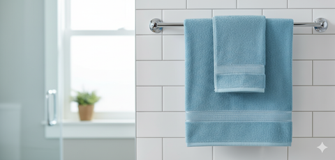 High Quality 500 GSM Cotton Bath Towel Set Light Blue Dubai UAE Premium | طقم مناشف حمام قطن عالي الجودة 500 جرام أزرق فاتح دبي الإمارات فاخر