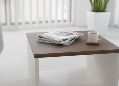 Coffee Table 60x60cm Walnut Beige - Modern Living Room Furniture UAE