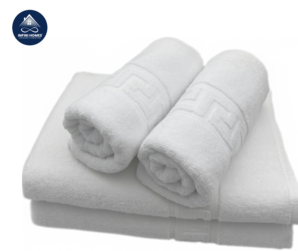 INFINI HOMES Magnolia White Luxury Towel Set - Premium 100% Cotton Bath Towels UAE