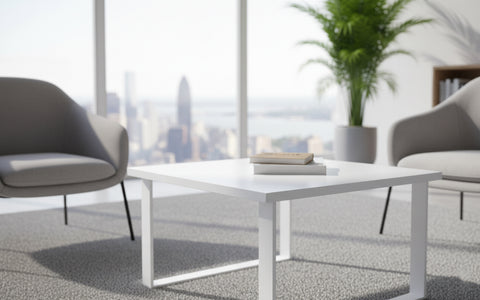 INFINI HOMES Coffee Table UAE - Model CT-MT-60-WT White 60x60cm Metal Legs Dubai Abu Dhabi Sharjah