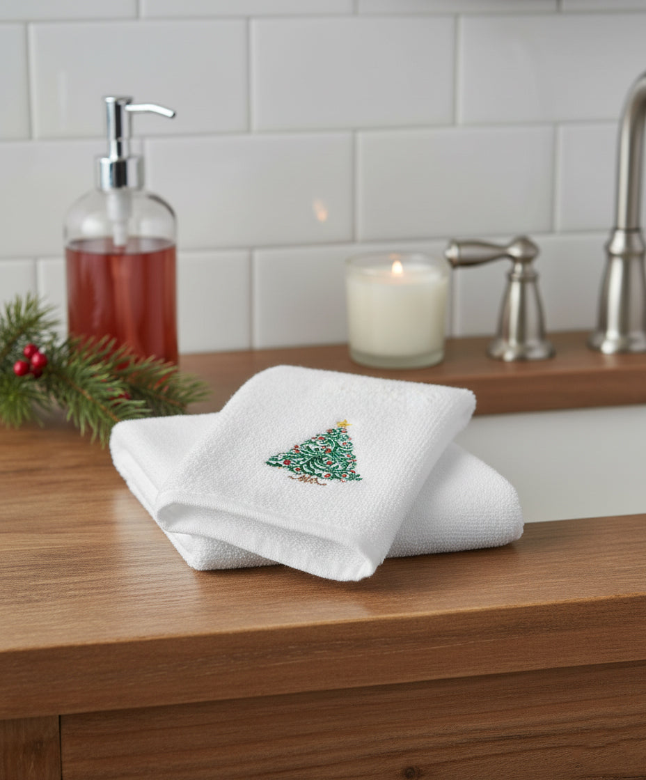Christmas Bath Towel UAE - Embroidered Tree Design 70x140cm Cotton Dubai Abu Dhabi